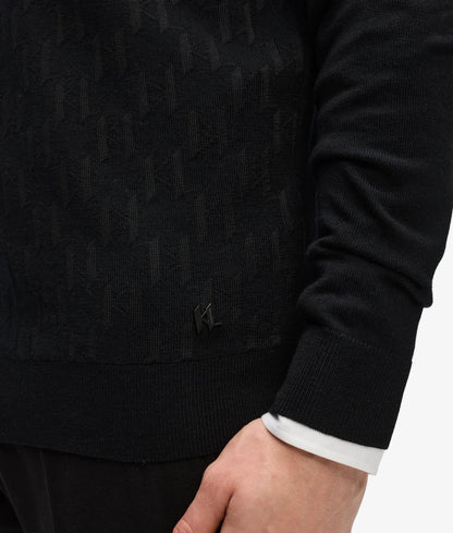Monogram textured crew neck sweater