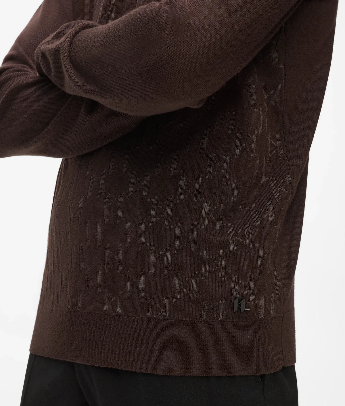Monogram textured crew neck sweater