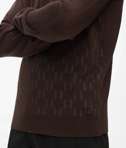 Monogram textured crew neck sweater