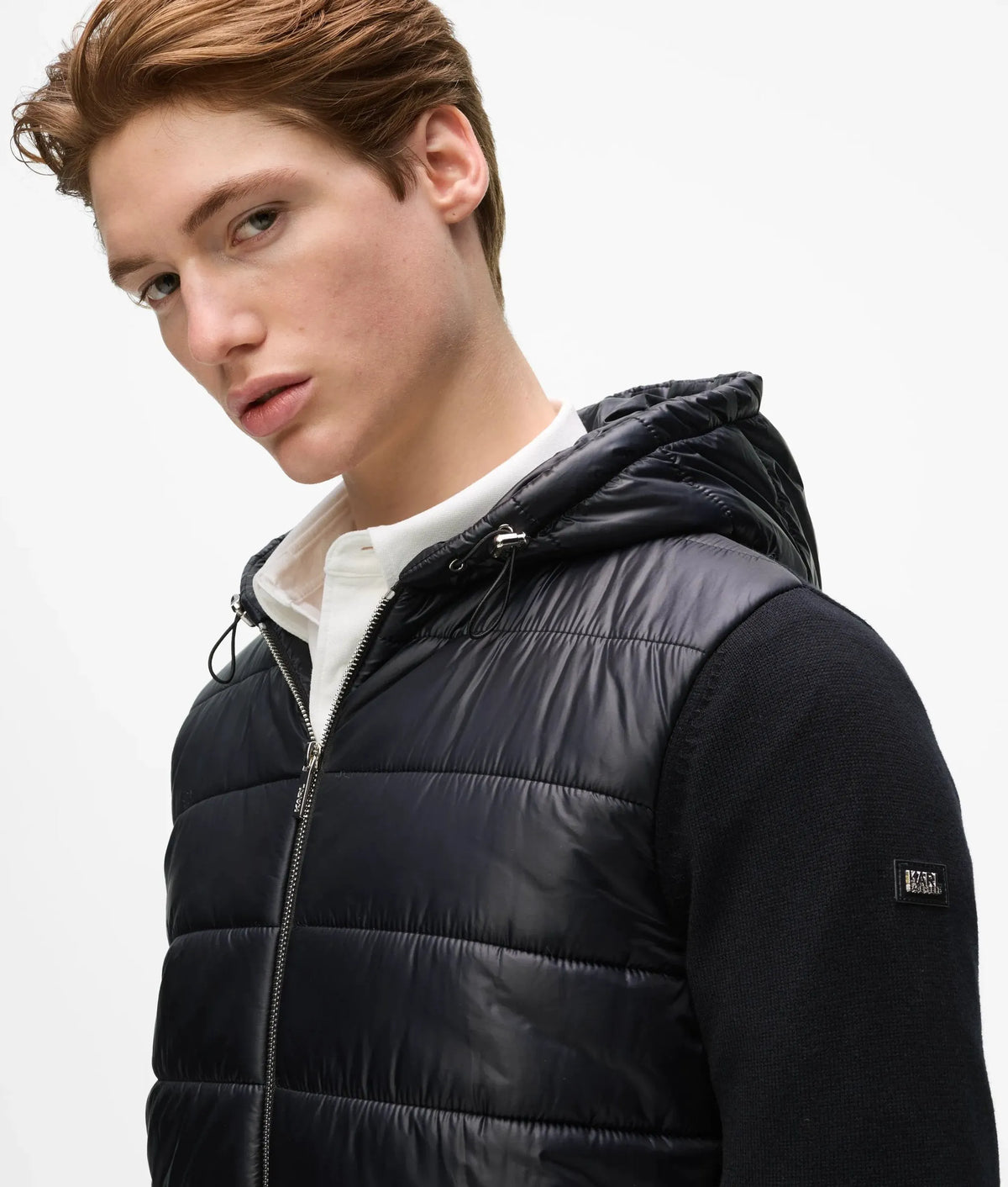 Padded panel hooded jacket