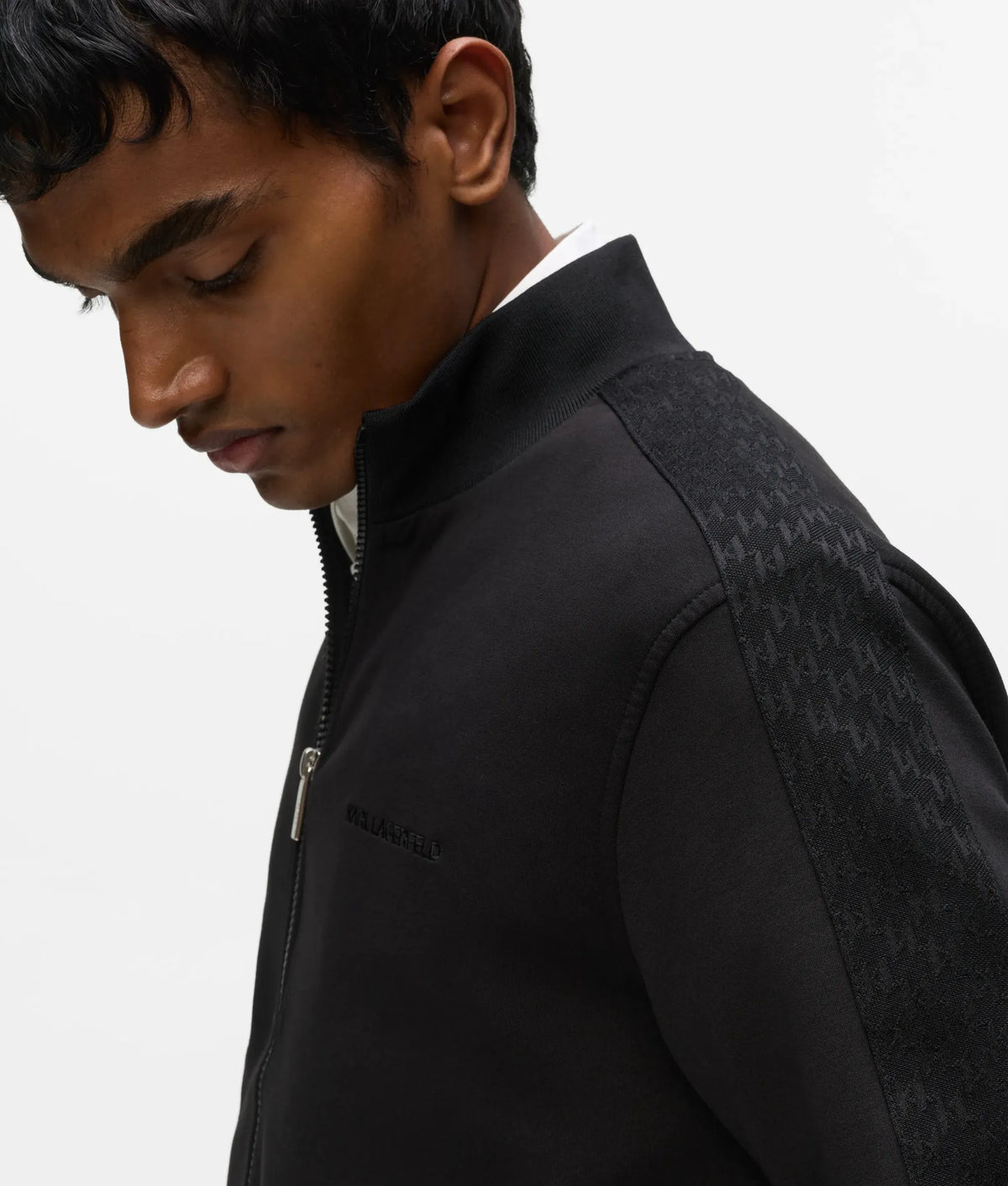 Zip-up metallic trim jacket