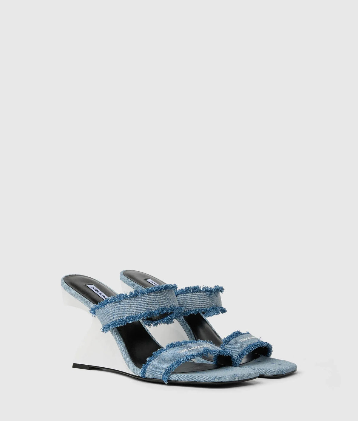 Waverly twin strap denim heeled sandals